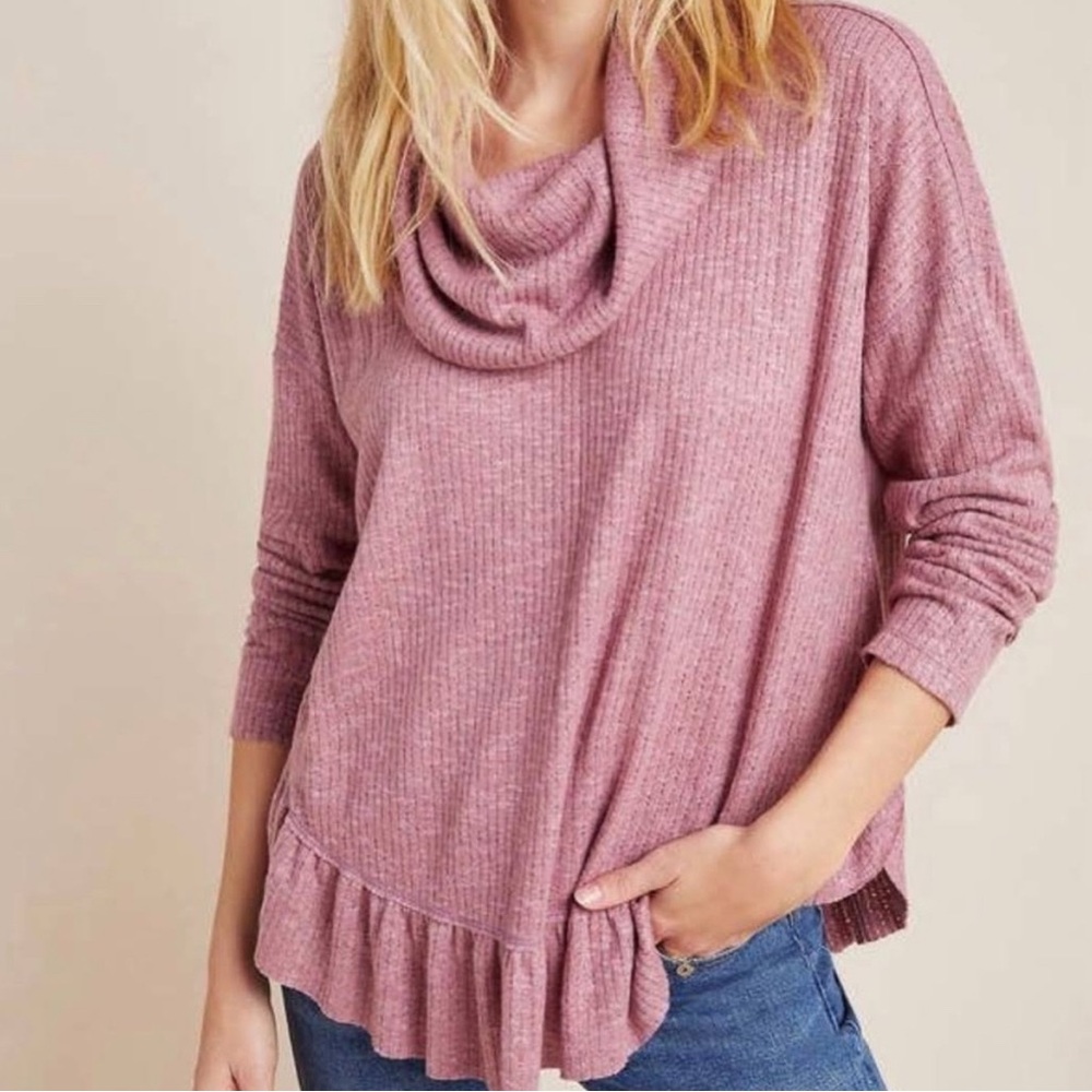 Maeve by Anthropology Addie Cowl Neck Boho‎ Ruffle Sweater Women’s Size Small